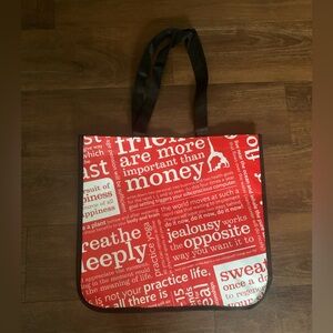 NWOT LULULEMON Reusable Logo Tote Shopping Bag Red & White 15.5" X 14" X 6.5"
